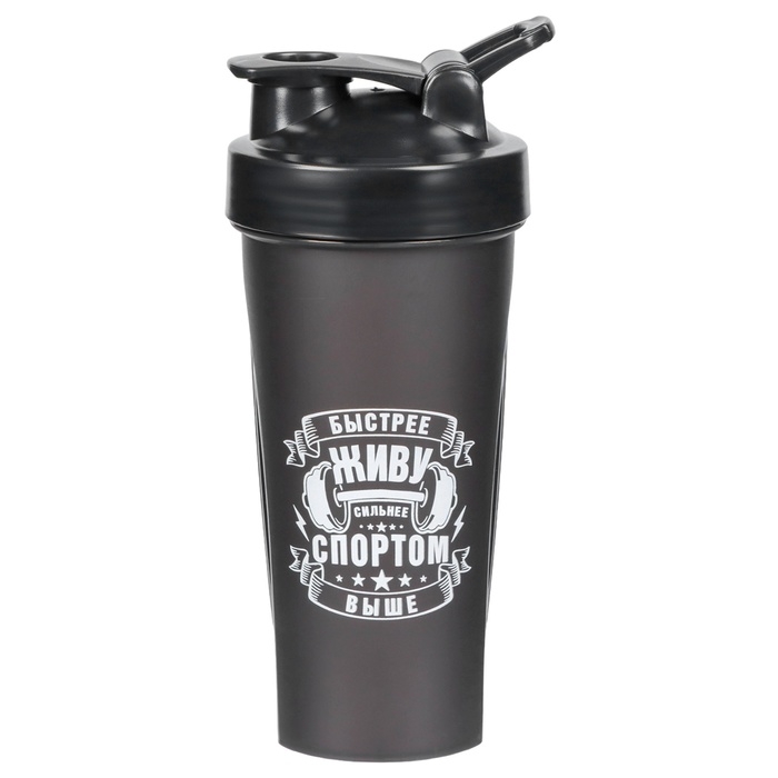 Шейкер, серия: CrossFit Max, Шейкер, серия: CrossFit Max, "Мастер К. Живу спортом", 600 мл, 9 х 21.5 см, черный