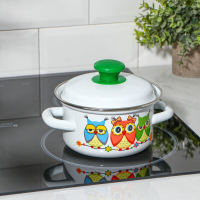 Набор посуды &laquo;Совушки&raquo;, 4 предмета: кружка 250 мл, миска 800 мл, ковш 1 л, кастрюля 1 л, индукция
