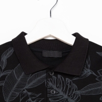 Футболка поло для мальчика, цвет чёрный/принт микс, рост 110 см