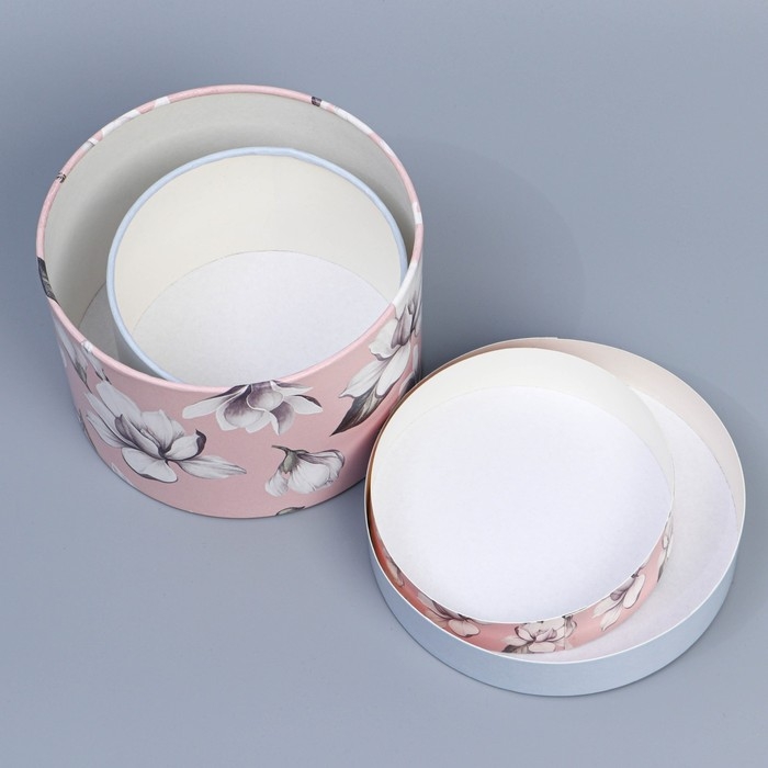 Набор шляпных коробок 2 в 1, упаковка подарочная, &laquo;Цветы&raquo;, 16 х 11.5, 13 х 9 см