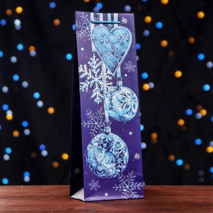 Новый год. Пакет подарочный "Новогоднее украшение ", 12 х 36 х 8,5см.
