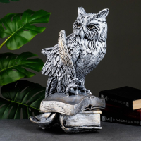 Копилка "Сова с пером" серебро, 45см Копилка "Сова с пером" серебро, 45см