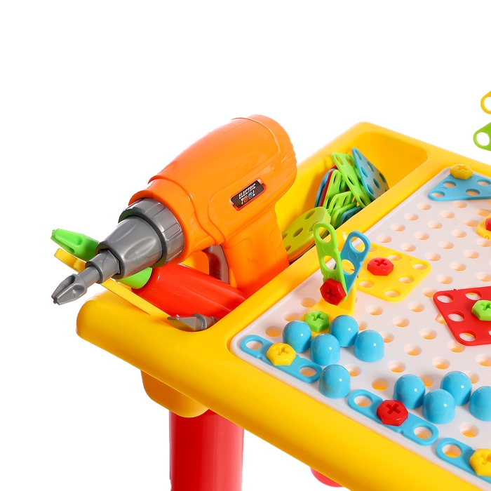 Конструктор винтовой &laquo;Обучающая мозаика&raquo;, 4 в 1, стол+стул, с электрическим шуруповёртом