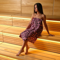 Полотенце для бани Leopard женское парео, 80х150&plusmn;4 см,хл., ваф. полотно, 160 гр/м2