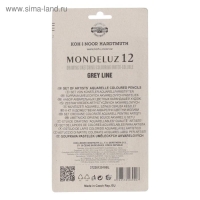 Карандаши акварельные Koh-I-Noor Mondeluz 3722, 12 штук, серая гамма, в металлическом пенале в блистере
