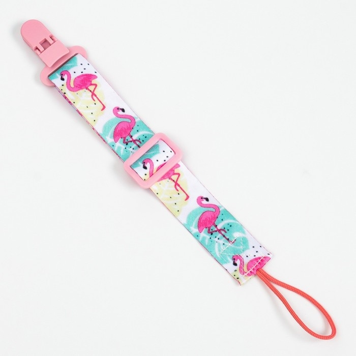Держатель для соски - пустышки «Фламинго», на ленте Держатель для соски - пустышки «Фламинго», на ленте