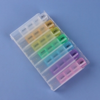 Таблетница - органайзер &laquo;Неделька&raquo;, английские буквы, утро/день/вечер/ночь, 10 &times; 20 &times; 3 см, 7 контейнеров по 4 секции, разноцветная