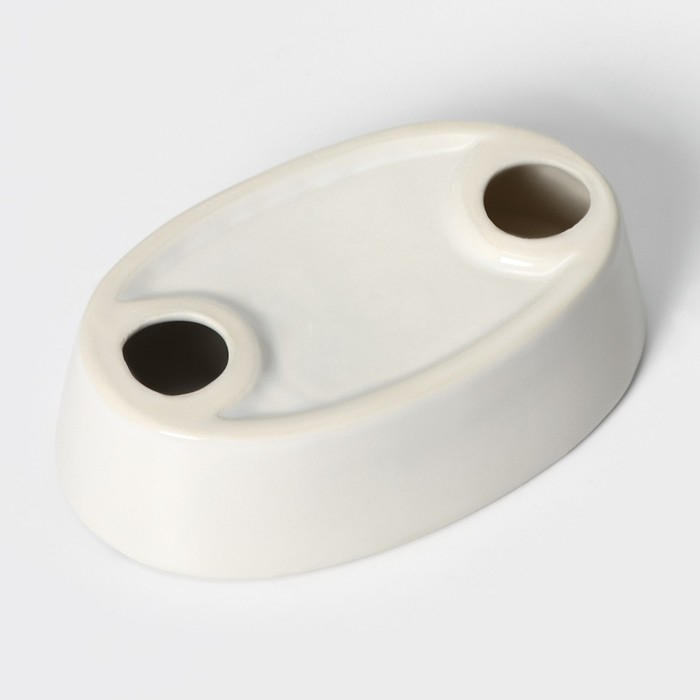 Набор аксессуаров для ванной комнаты Доляна &laquo;Дерево&raquo;, 4 предмета (дозатор 300 мл, мыльница, 2 стакана), цвет белый