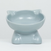 Миска керамическая "Киса" на подставке-лапках 200 мл  13 х 12 х 8 см, серая