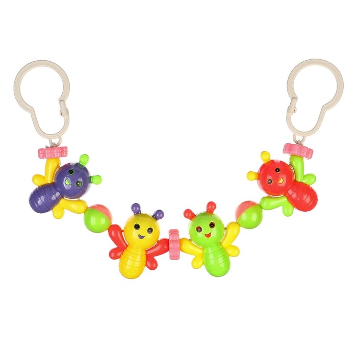 Растяжка на коляску/кроватку «Веселые бабочки», 4 игрушки, Крошка Я Растяжка на коляску/кроватку «Веселые бабочки», 4 игрушки, Крошка Я