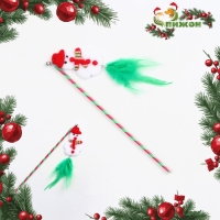 Новый год. Дразнилка для кошек с бубенчиком "Новогодний снеговик", 30 см Новый год. Дразнилка для кошек с бубенчиком "Новогодний снеговик", 30 см