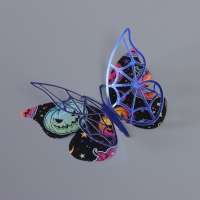 Наклейка бумага, пластик "Бабочки на Хэллоуин" синие набор 12 шт Наклейка бумага, пластик "Бабочки на Хэллоуин" синие набор 12 шт