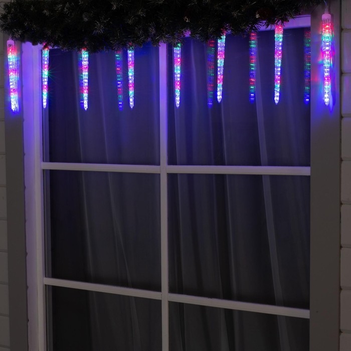 Гирлянда «Сосульки рифленые» 2.5 × 0.3 м, IP65, прозрачная нить, 192 LED, свечение мульти с эффектом стекания, 12 В Гирлянда «Сосульки рифленые» 2.5 × 0.3 м, IP65, прозрачная нить, 192 LED, свечение мульти с эффектом стекания, 12 В