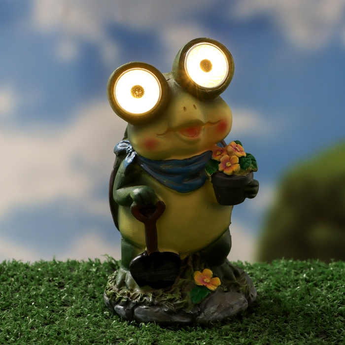 Садовый фонарь Садовый фонарь "Лягушонок садовод" 7х8х15см