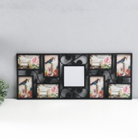 Фоторамка на 8 фото 10х15 см "Розы" чёрная 65,5х31 см Фоторамка на 8 фото 10х15 см "Розы" чёрная 65,5х31 см