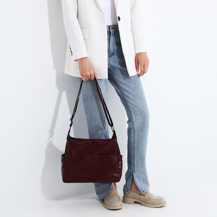 Сумка-мешок на молнии цвет бордовый Сумка-мешок на молнии цвет бордовый