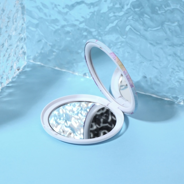 Зеркало складное &laquo;Цветы&raquo;, d = 7,5 см, цвет фиолетовый