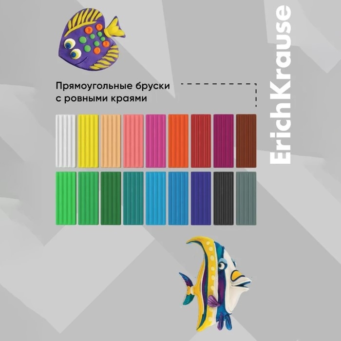 Пластилин 18 цветов, 288 г, ErichKrause Пластилин 18 цветов, 288 г, ErichKrause "Классический", в картонной упаковке