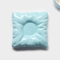 Чайная пара керамическая с ложкой &laquo;Зефирка&raquo;, 2 предмета: чашка 250 мл, блюдце d=13 см, цвет голубой