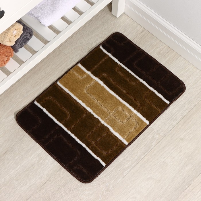 Коврик для ванной Доляна «Квадраты», 40×60 см, цвет коричневый Коврик для ванной Доляна «Квадраты», 40×60 см, цвет коричневый