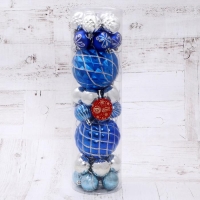 Набор шаров пластик 32 шт "Карнавал" голубой серебро