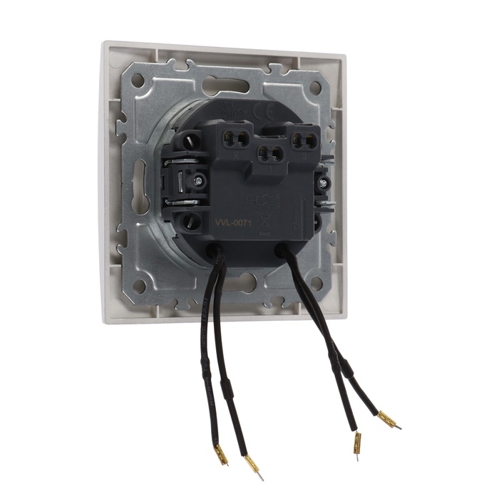 Выключатель TOT Elegant, 10 А, 2 кл., с подсветкой, скрытый, серебристый