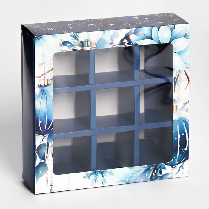 Новый год. Коробка под 9 конфет Новый год. Коробка под 9 конфет "Мир полон чудес", 13,8 х 13,8 х 3,8 , кондитерская упаковка