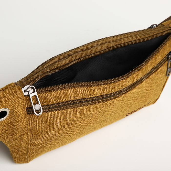 Поясная сумка на молнии, наружный карман, цвет коричневый Поясная сумка на молнии, наружный карман, цвет коричневый