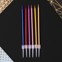 Свечи для торта &laquo;С днем рождения&raquo;, цветные, 6 шт., 12,5 х 0,5 см