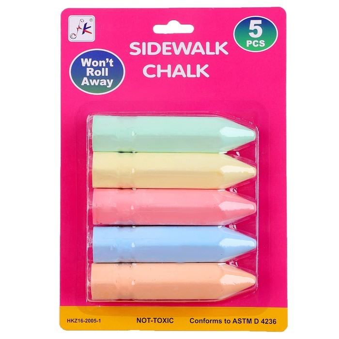 Мелки для рисования &laquo;Карандаши&raquo;, набор 5 цветов, размер 1 шт. &mdash; 2,5 &times; 10 см