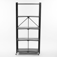 Стеллаж складной на колесах, 5 полок, 72&times;36&times;162,5см, цвет чёрный матовый