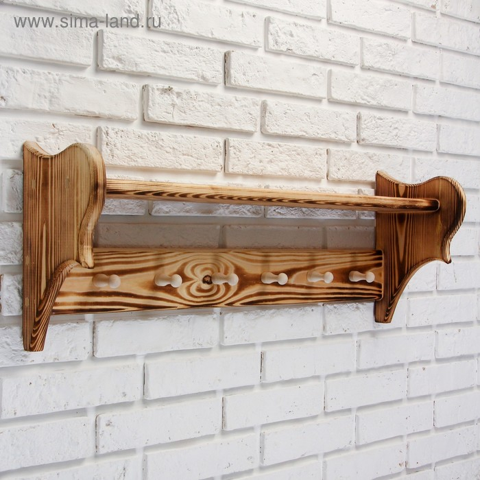 Полка вешалка большая, обожжённая, 6 крючков, 72&times;23&times;17 см