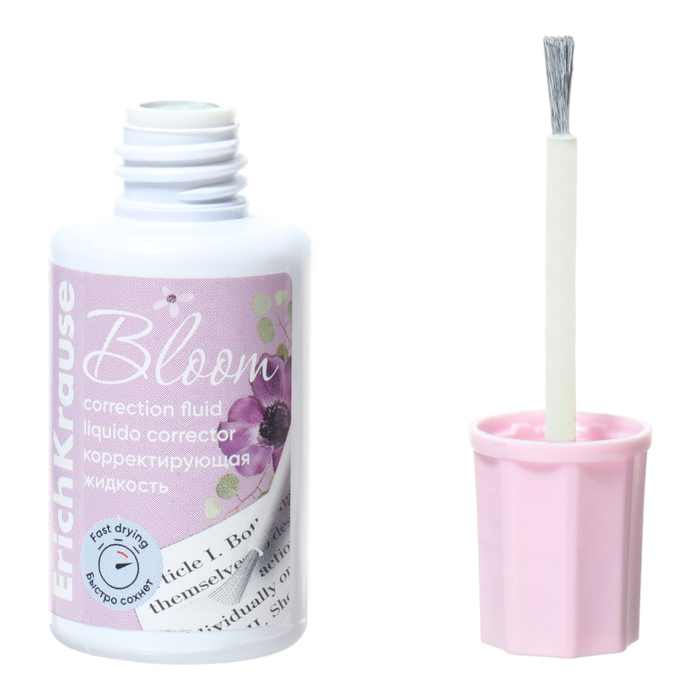 Корректирующая жидкость 20 мл, ErichKrause, Pastel Bloom, экономичный расход, на основе растворителя, кисть, микс (цена за 1 шт) Корректирующая жидкость 20 мл, ErichKrause, Pastel Bloom, экономичный расход, на основе растворителя, кисть, микс (цена за 1 шт)