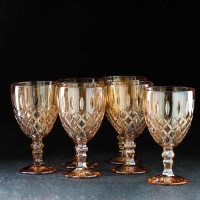 Набор бокалов стеклянных «Саймон», 320 мл, 6 шт, цвет золотой Набор бокалов стеклянных «Саймон», 320 мл, 6 шт, цвет золотой