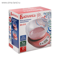Весы кухонные "ВАСИЛИСА" ВА-010, электронные, до 7 кг, красные Весы кухонные "ВАСИЛИСА" ВА-010, электронные, до 7 кг, красные
