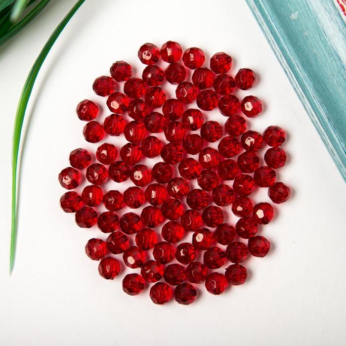 Бусины акрил Бусины акрил "Круглые" 8 мм, 25 гр. тёмно- красный