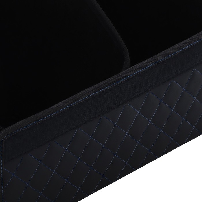Органайзер кофр в багажник автомобиля LION, экокожа, ромб, 50&times;30&times;30 см, черно-синий
