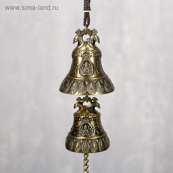 Колокольчик металл Колокольчик металл "Феникс и будда" 2 колокольчика d=5 и d=4,2 см 29х5х5 см