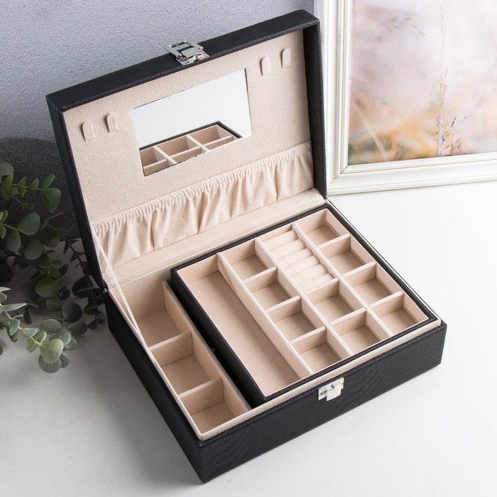 Шкатулка кожзам для украшений Шкатулка кожзам для украшений "Текстура" 8х29х23,5 см