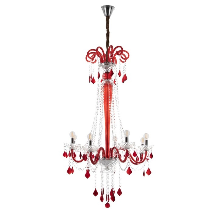 Люстра Люстра "Карина" 8хЕ14 40Вт красный 75х75х100-130см BayerLux
