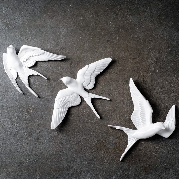 Подвесной декор Подвесной декор "Ласточки" набор из 3шт, белые, 20х21х5см