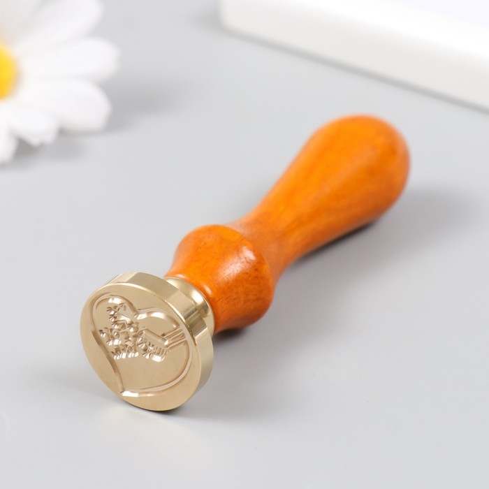 Печать для сургуча с деревянной ручкой "Сердце - для тебя" 9х2,5х2,5 см