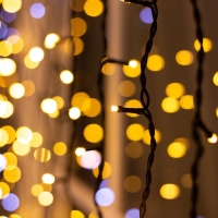 Гирлянда &laquo;Занавес&raquo; 2 &times; 3 м, IP44, УМС, тёмная нить, 760 LED, свечение тёплое белое, мерцание белым, 220 В