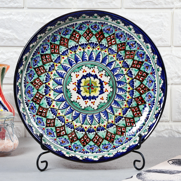 Ляган Риштанская Керамика Ляган Риштанская Керамика "Узоры", 28 см, синий