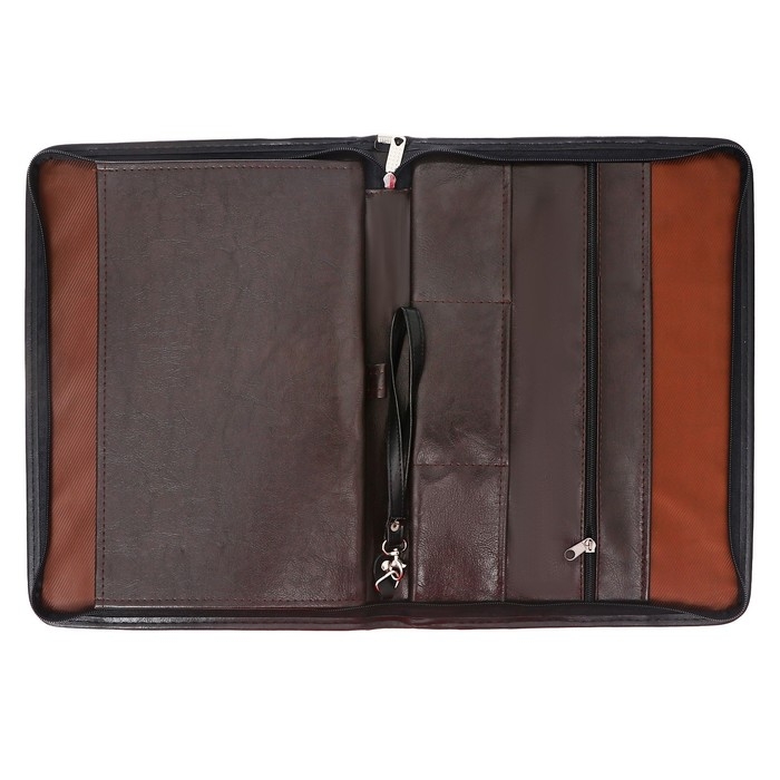 Папка деловая, искусственная кожа, для бумаг, 370 х 275 х 30 мм, с металлическим прижимом, ручка-петля Папка деловая, искусственная кожа, для бумаг, 370 х 275 х 30 мм, с металлическим прижимом, ручка-петля "Люкс" коричневая 6Д041