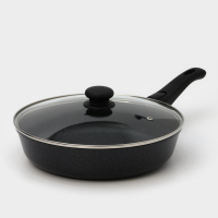 Сковорода Доляна &laquo;Элит&raquo;, d=26 см, съёмная ручка, стеклянная крышка, антипригарное покрытие