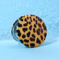Зеркало складное &laquo;ANIMAL&raquo;, d = 7 см, с увеличением, искусственная кожа, цвет &laquo;леопард&raquo;