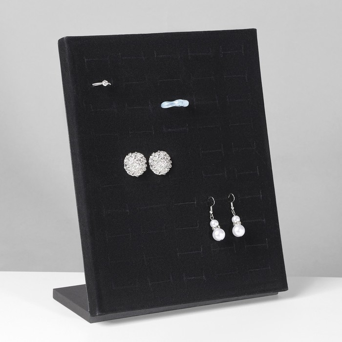 Подставка под кольца 50 мест, флок, цвет чёрный 20×9,7×24 см Подставка под кольца 50 мест, флок, цвет чёрный 20×9,7×24 см