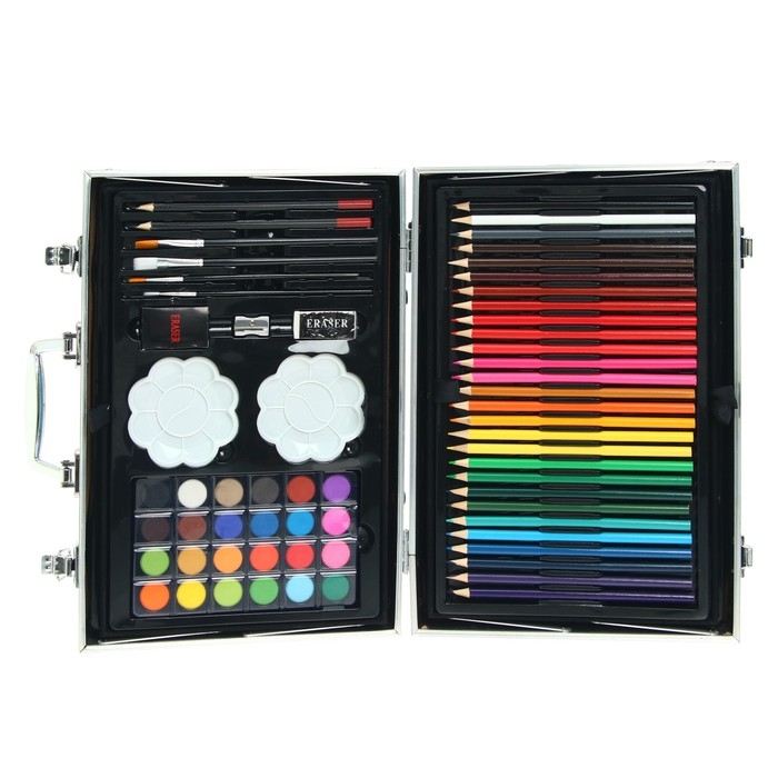 Набор для рисования складной, в чемоданчике голубой Набор для рисования складной, в чемоданчике голубой