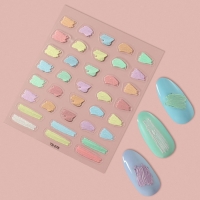 Наклейки для ногтей «Пастельные цвета», объёмные, разноцветные Наклейки для ногтей «Пастельные цвета», объёмные, разноцветные